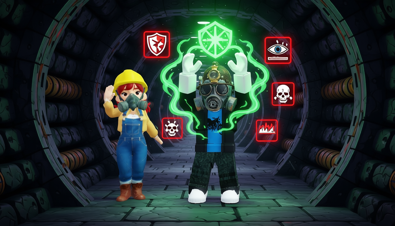 A player channels a cursed relic surrounded by danger icons